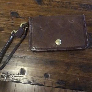 Coach Leather Signature Wristlet